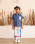 Spunkies Blue Denim Boys Graphic Print Crew Neck Short Sleeves Shirt
