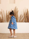 Spunkies Girls Blue Denim Embroidered Dress