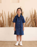 Spunkies Blue Denim Square Neck Short Sleeves Shirt
