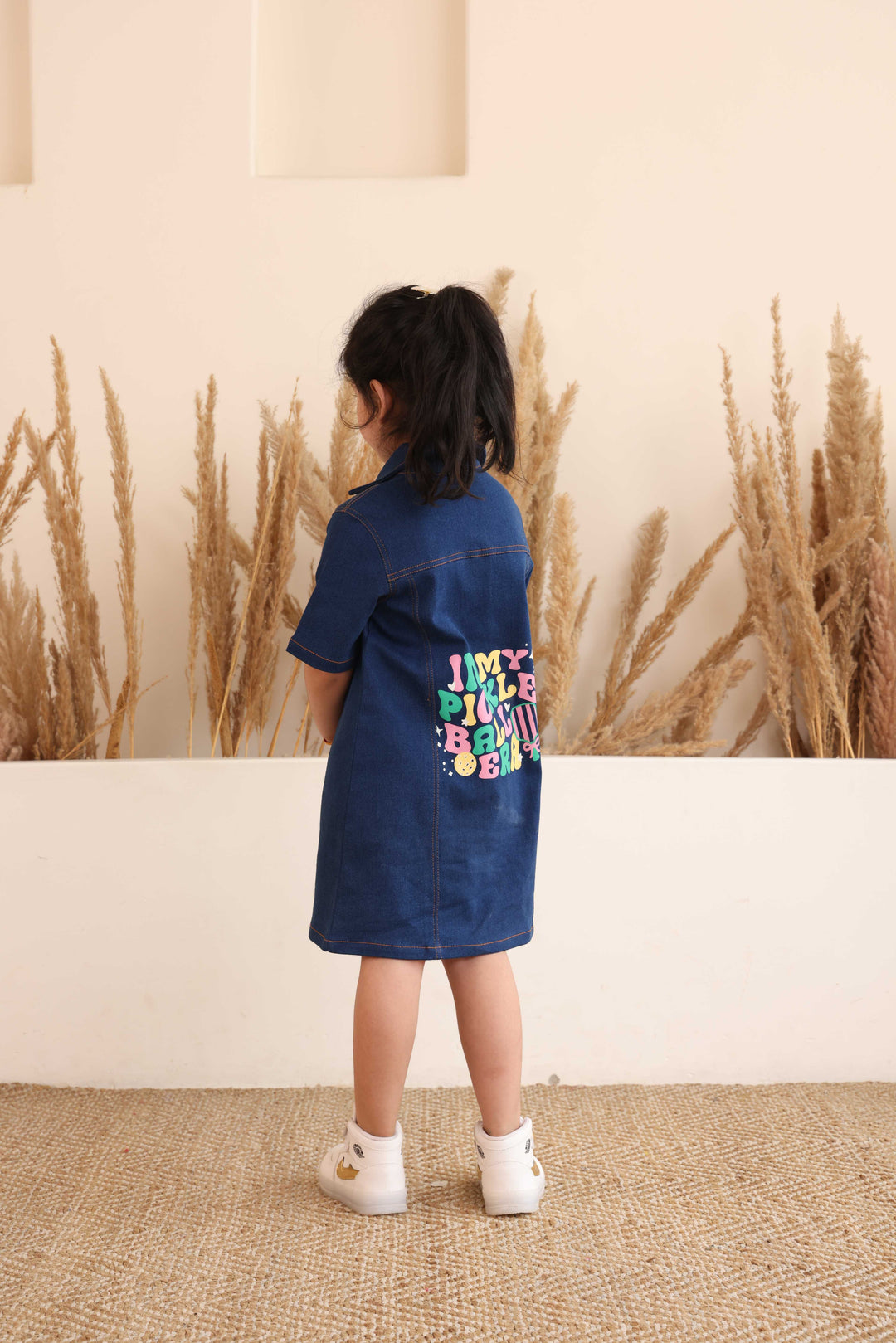 Spunkies Blue Denim Square Neck Short Sleeves Shirt