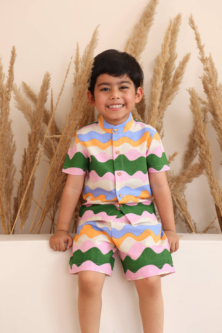 Spunkies Rainbow Waves Shirt & Shorts Set
