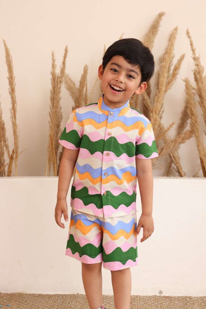 Spunkies Rainbow Waves Shirt & Shorts Set