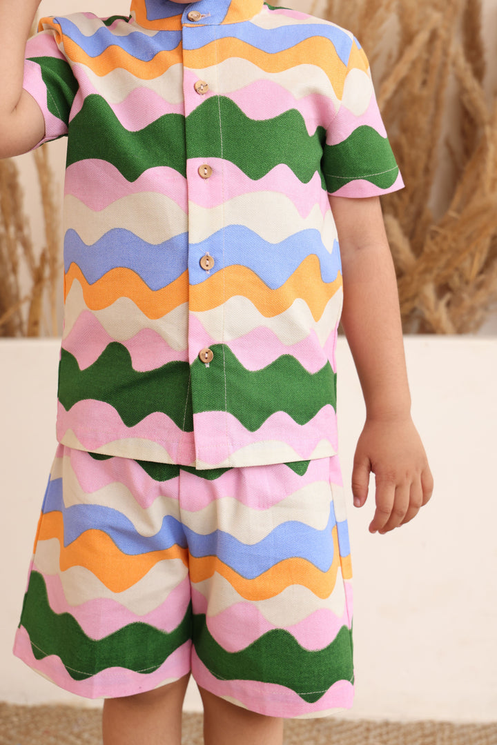 Spunkies Rainbow Waves Shirt & Shorts Set