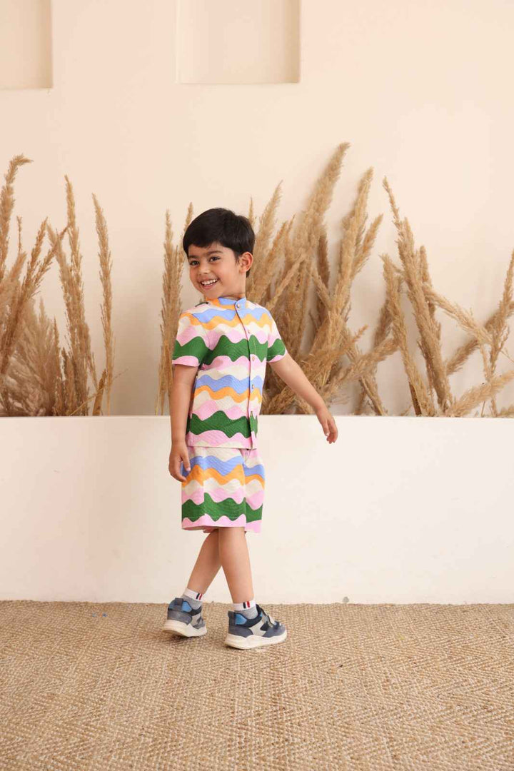 Spunkies Rainbow Waves Shirt & Shorts Set