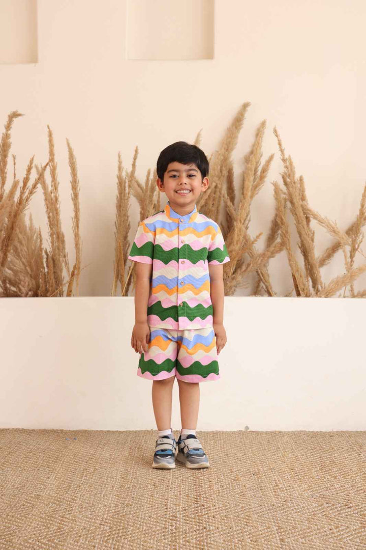 Spunkies Rainbow Waves Shirt & Shorts Set