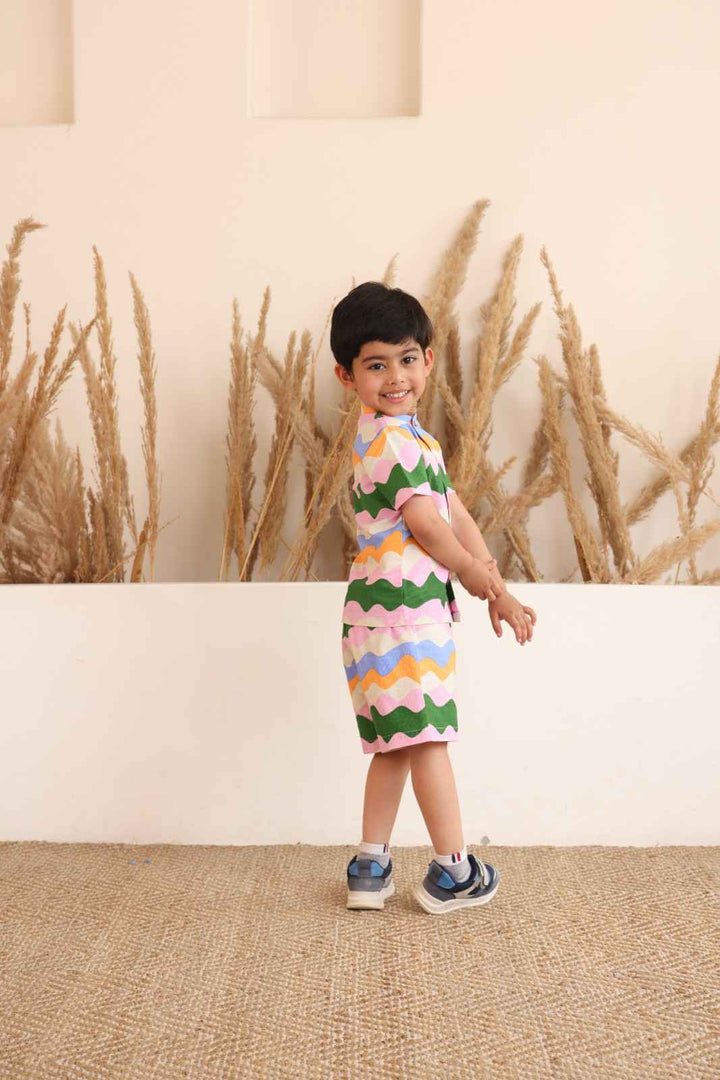 Spunkies Rainbow Waves Shirt & Shorts Set