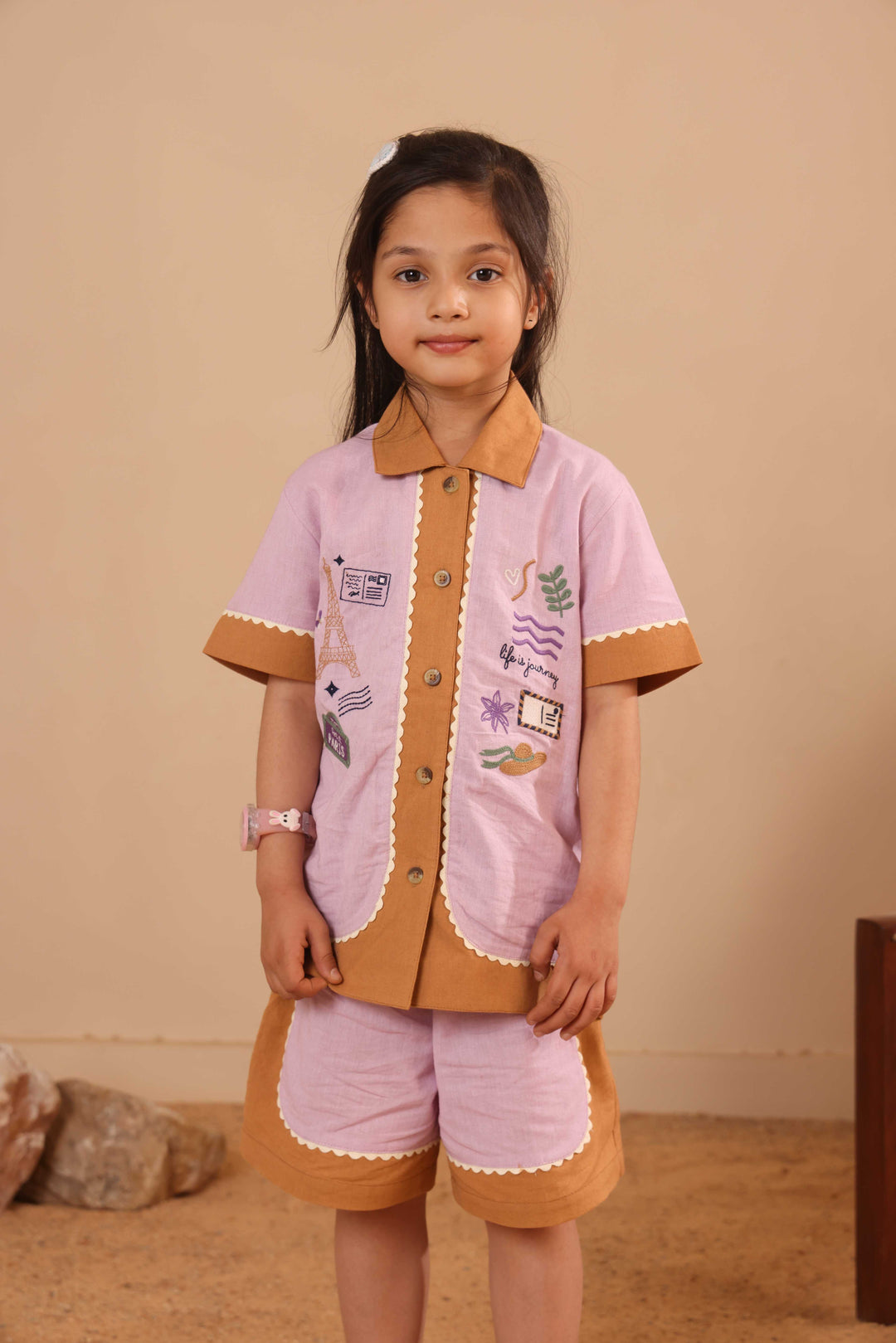 Spunkies Girls Purple T-Shirt and Shorts Set