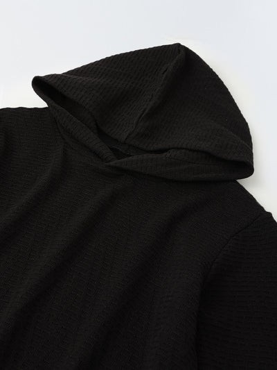 Spunkies Black Full Sleeve Cotton Hoodie with Hooded Neckline