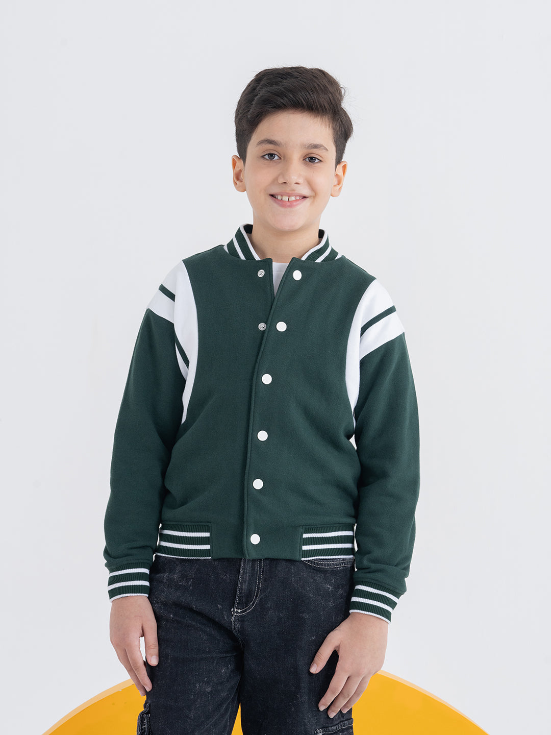 Teal Green And White Color Blocking Unisex Jackets