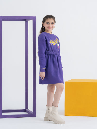 Sequin Embroidered Girls Peanut Dress