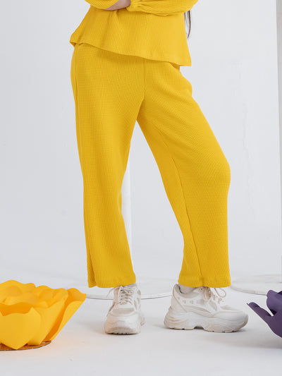 Vivid Yellow Peter Pan Collar Top and Pant Set