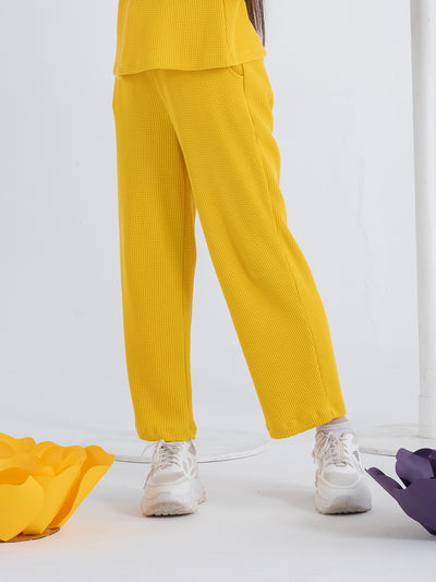 Vivid Yellow Peter Pan Collar Top and Pant Set
