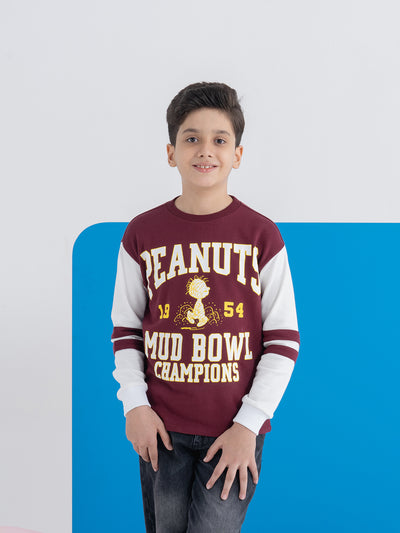 Boys Trendy Peanut Red & White Contrast Patch T-shirt