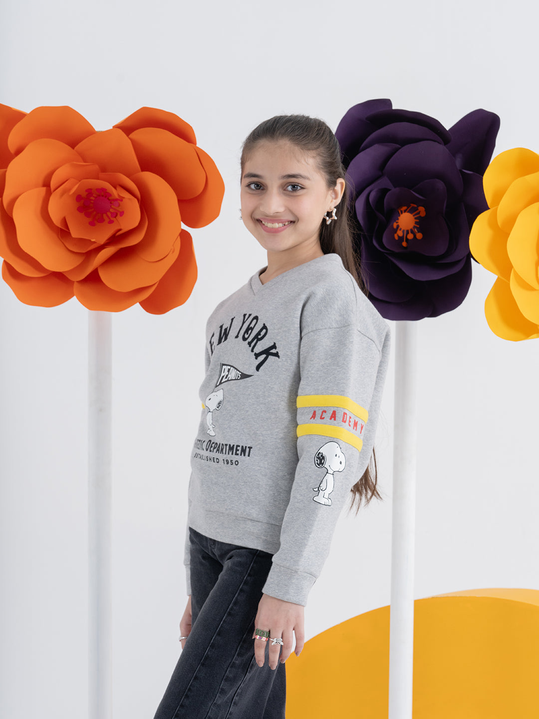 Peanut Girls Casual Sweatshirt With Contrast Patch