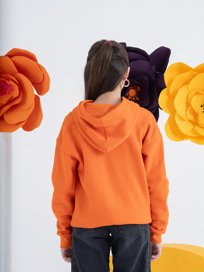 Orange Unisex Hoodie with Contrast Piping