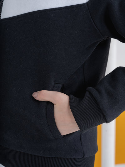 Unisex Color-Blocked Black And White Jacket