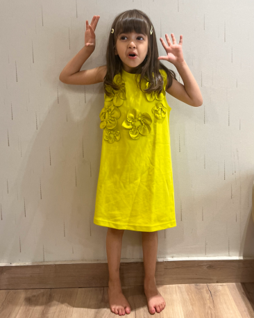 Lime Sleeveless 3D Floral Dress