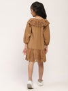 Brown Eyelet Lace Ruffle Dress-Girls.