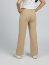 Girls Brown Wide-Leg Pants with Panda Patch