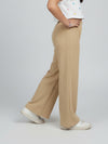 Girls Brown Wide-Leg Pants with Panda Patch