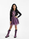 Girls Black & Purple Ombre Skeleton Print Dress