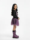Girls Black & Purple Ombre Skeleton Print Dress