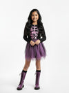 Girls Black & Purple Ombre Skeleton Print Dress