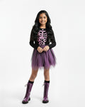 Girls Black & Purple Ombre Skeleton Print Dress