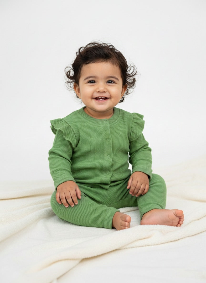 Baby Girls Green sweater knit Set