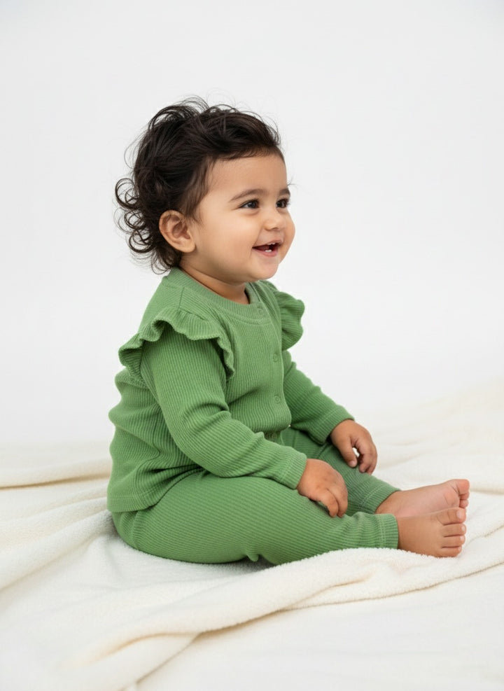 Baby Girls Green sweater knit Set