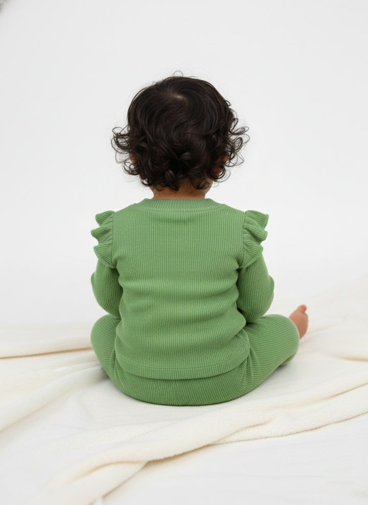 Baby Girls Green sweater knit Set