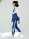 Girls Colorblock Blue & White Sport Tracksuit Set