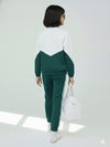 Girls Colorblock Green & White Sport Tracksuit Set