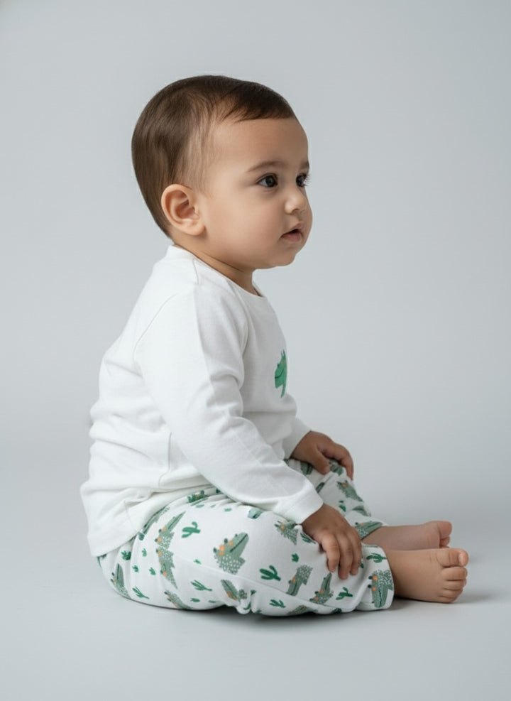 Infant Cotton White Full Sleeve Printed Sets