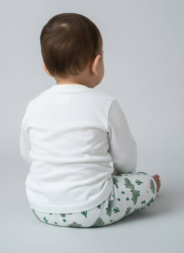 Infant Cotton White Full Sleeve Printed Sets