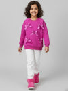 Girls Pink Full Sleeve Fleece Bow Sweatshirt