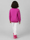 Girls Pink Full Sleeve Fleece Bow Sweatshirt