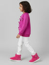 Girls Pink Full Sleeve Fleece Bow Sweatshirt