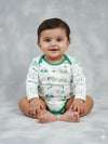 Infant Cotton White Half Sleeve Printed Romper