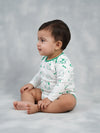 Infant Cotton White Half Sleeve Printed Romper