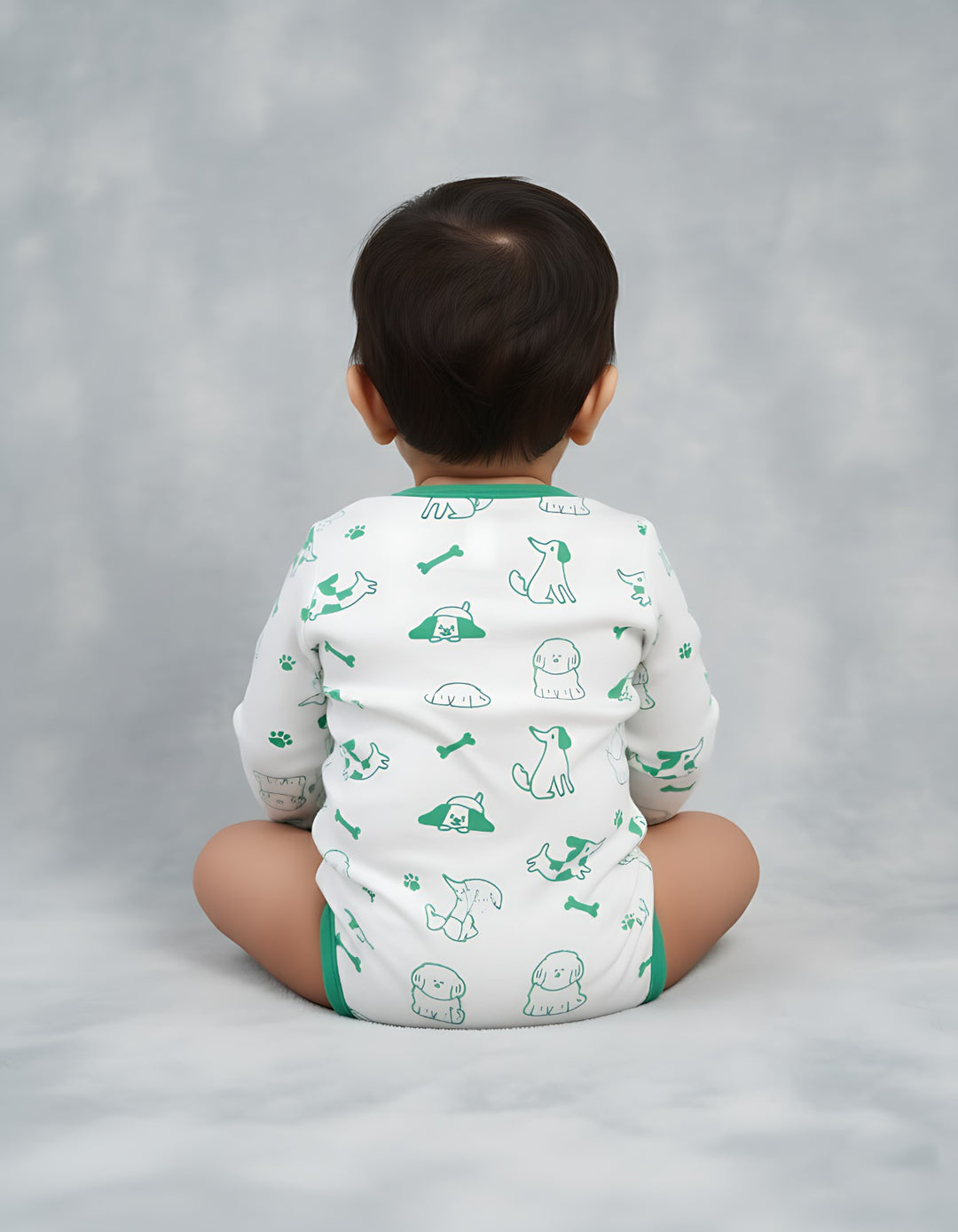 Infant Cotton White Half Sleeve Printed Romper