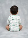 Infant Cotton White Half Sleeve Printed Romper