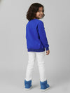 Girls Blue Full Sleeve Fleece Bow Sweatshirt