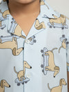 Boys Light Blue Dachshund Print Cotton Co-Ord Set