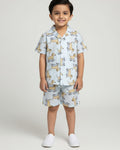 Boys Light Blue Dachshund Print Cotton Co-Ord Set