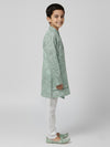 Boys Green Cotton Printed Ethnic Kurta Pajama Set