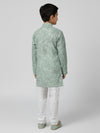 Boys Green Cotton Printed Ethnic Kurta Pajama Set