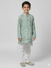 Boys Green Cotton Printed Ethnic Kurta Pajama Set