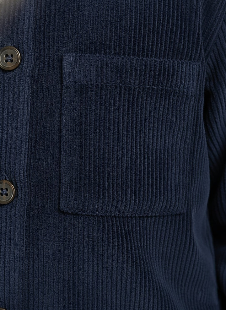 Boys Blue Corduroy Dual Pocket Shirt & Bottom Set
