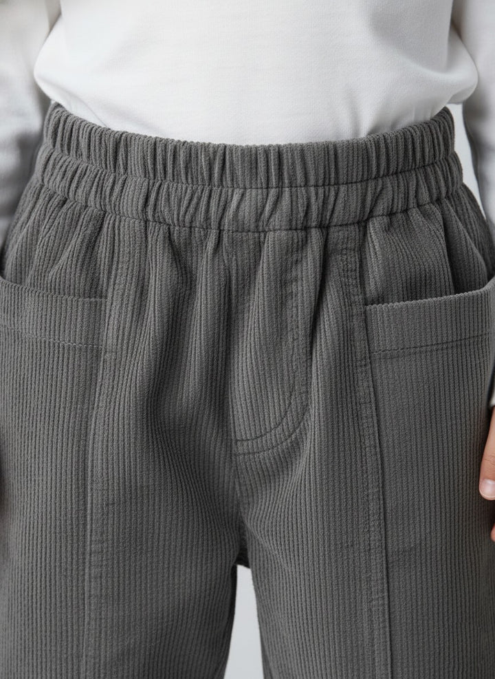Infants Brown Rib Texture Couduroy Trousers